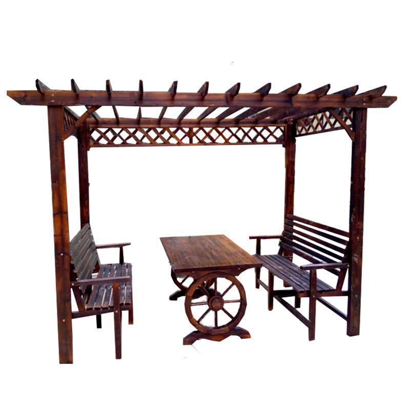 森美人葡萄架防腐木屋凉亭实木花架户外家具庭院桌椅花园爬藤架