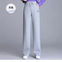 大码女裤秋冬加绒加厚新款女裤宽松直筒休闲裤子阔腿裤女_777 3XL建议（135-150斤） 131灰色阔腿不加绒