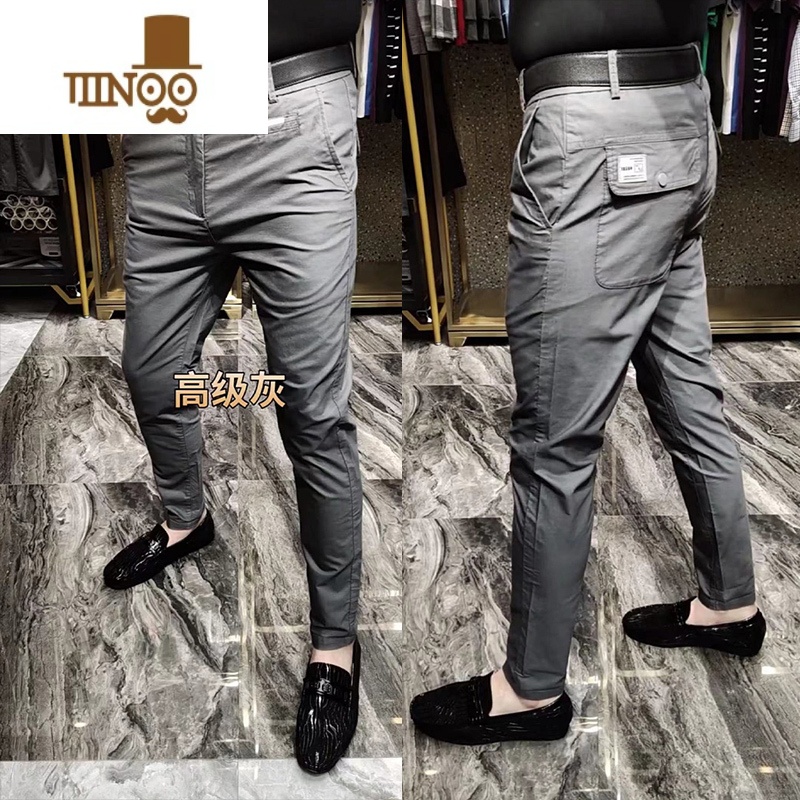 YANXU秋季新款男士修身直筒休闲百搭裤欧货商务帅气舒适男裤长裤小西裤高清大图