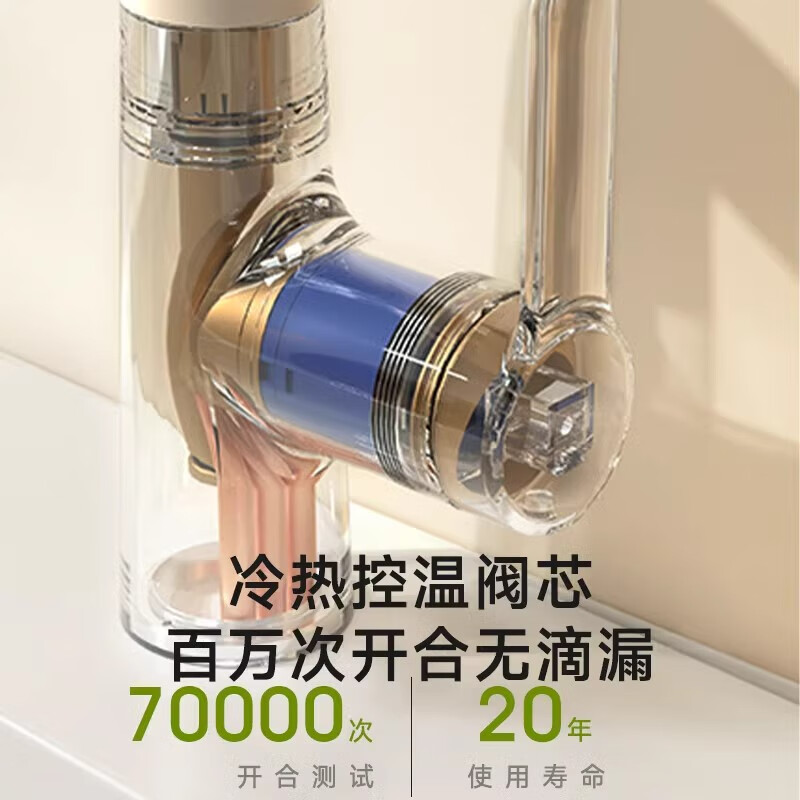 惠达(HUIDA)- YH5 面盆冷热水龙头台盆卫生间浴室洗脸盆水池龙头台盆通用 三出水抽拉升降带上喷高清大图