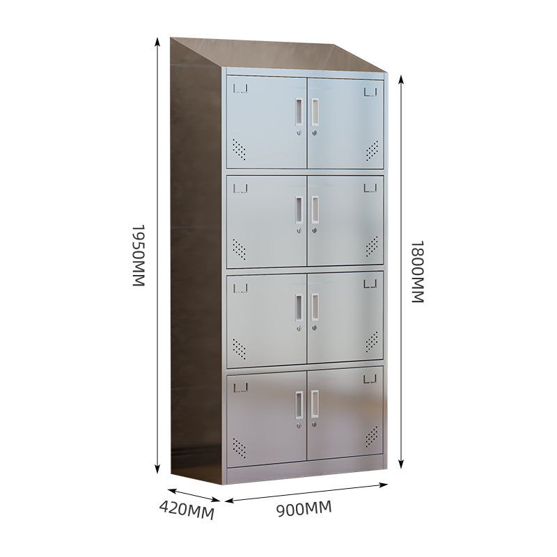 臻远 ZY4111422 304不锈钢斜顶更衣柜员工宿舍储物柜 八门更衣柜高清大图