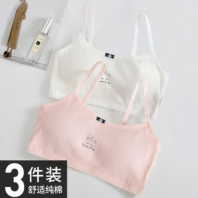 波迷娜(BOMINA)初中生发育期少女聚拢裹胸内衣少女内衣小背心发育期初中生棉高中学生美背中大童夏季女孩文胸 3个104