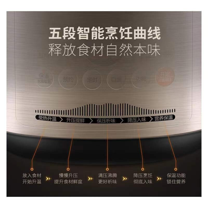 苏泊尔(SUPOR)电压力锅5L容量家用双内胆饭菜不串味开盖收汁一键排气智能预约无水焗SY-50FC02