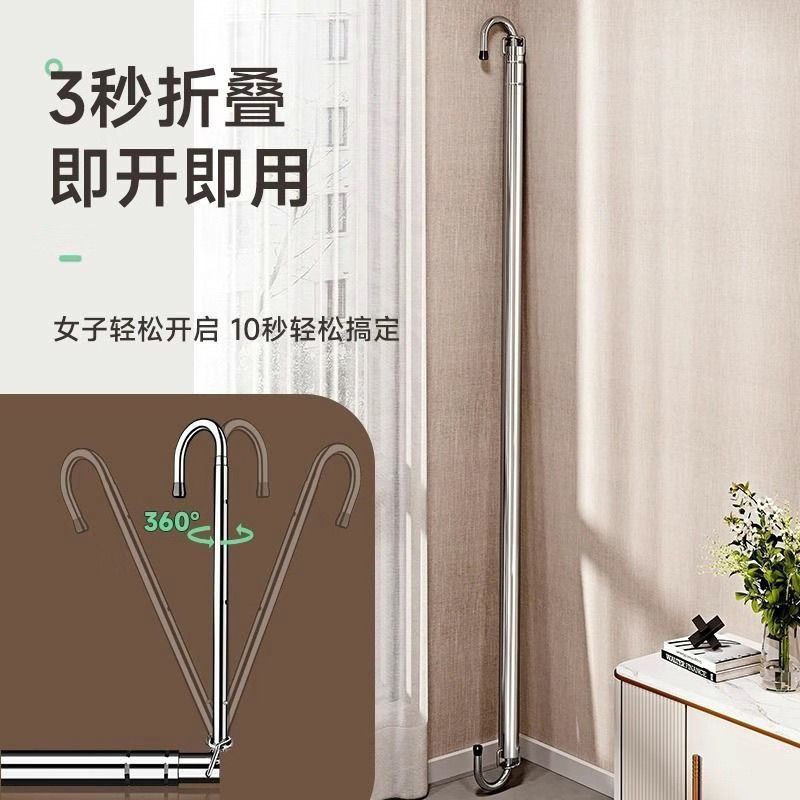 不锈钢悬挂式伸缩晾衣架加粗加厚室内家用阳台防盗窗免打孔晾衣杆高清大图