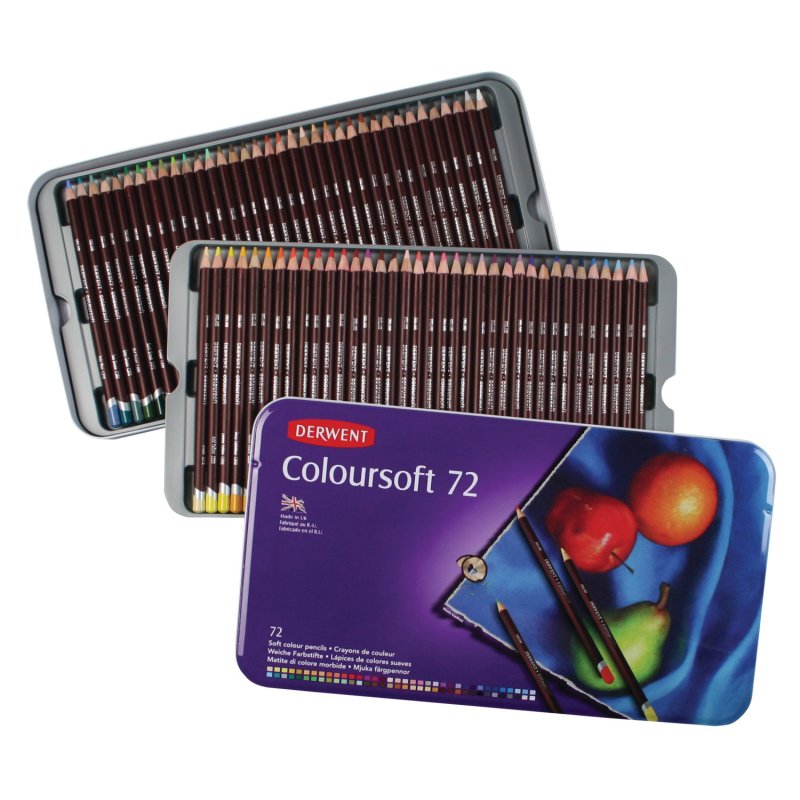 DERWENT Coloursoft 72 英国进口得韵 72 色软彩铅铁盒套装 柔软丝滑,色彩鲜明