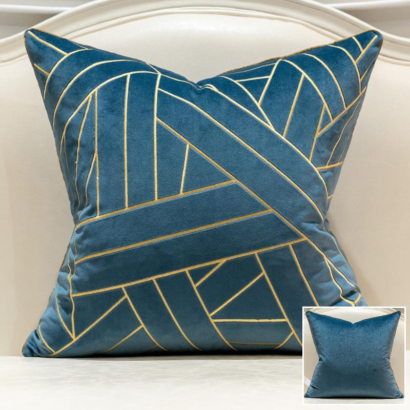 家柏饰(CORATED)靠垫女 简约轻奢现代沙发抱枕靠垫卧室客厅床头靠垫定制抱枕套 亭榭群青蓝 30x50cm仅外套