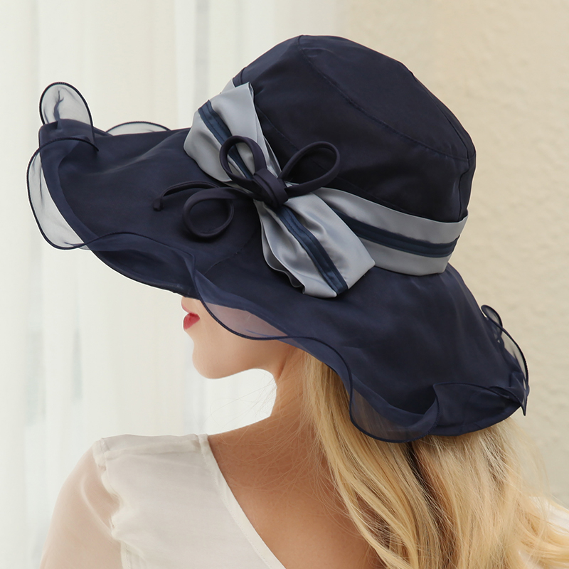 上海故事真丝帽子女春季夏天防晒帽韩版百搭潮渔夫帽遮阳帽太阳帽