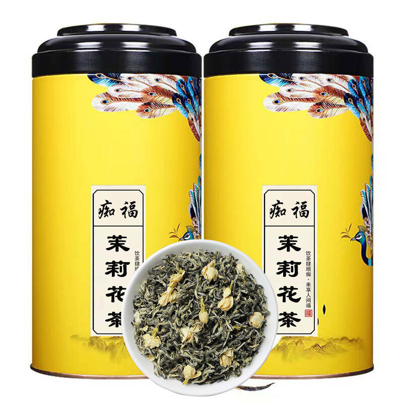 痴福新茶浓香型茉莉花茶散装花茶曲毫茉莉罐装1罐250克高清大图