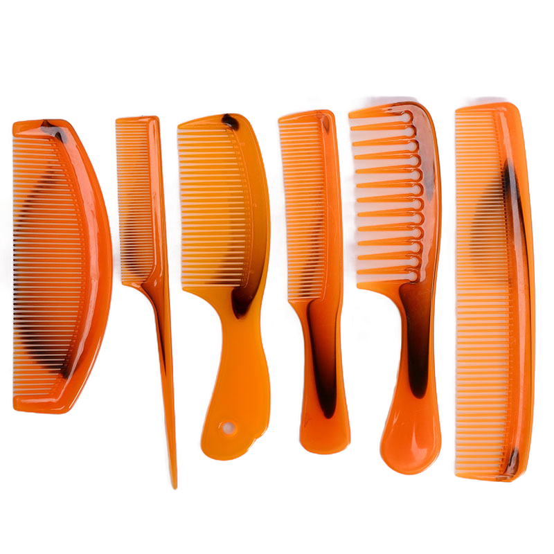6把装梳子直发宽齿梳卷发梳头发造型梳按摩梳塑料木梳套装梳子6把