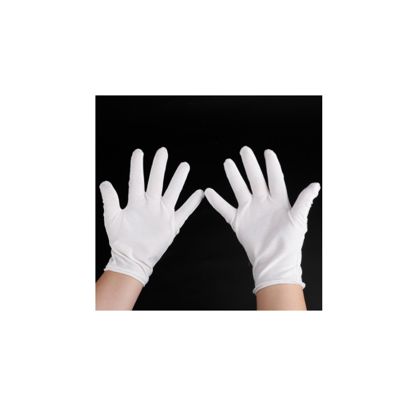 蝶蔻diekou白色礼仪加厚手套纯棉汗布劳保白手套检阅表演手套120付副