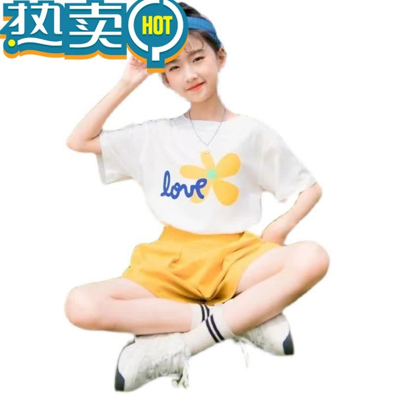 绿彩虹光女童夏装套装2023新款中大童洋气时髦儿童装10岁女孩网红短袖夏.图片