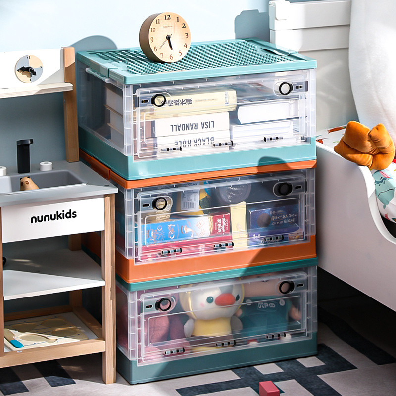 禧天龙塑料玩具收纳箱衣物柜折叠整理箱家用储物箱大号侧开门折叠箱手办收纳盒子高清大图