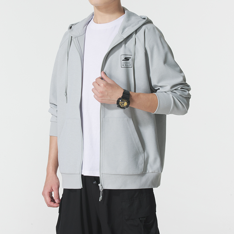 斯凯奇(Skechers)男装女装新款时尚情侣装连帽外套休闲针织夹克运动服P225U132-0280 ZP P225U133-02VP/灰蓝 XL