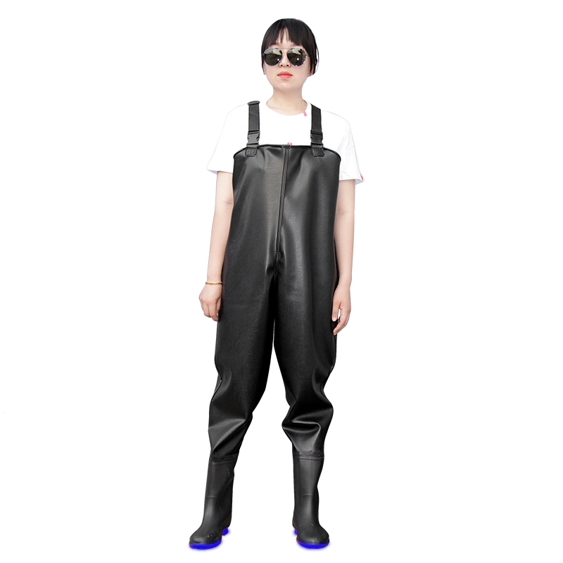 下水裤半身衣雨裤带雨鞋叉裤抓鱼闪电客全身男连体水库水鞋加厚