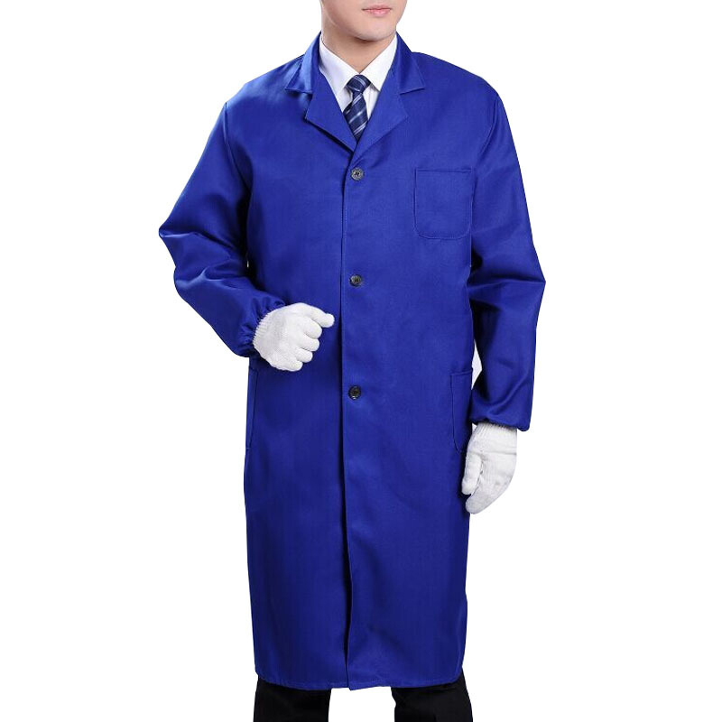 谋福 CNMF 8503 -2 加厚含棉饲养使用蓝大褂 长袖工作服蓝大衣 仓库搬运工装服 货运防尘服 (艳蓝涤纶款)