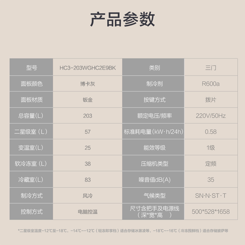 海尔(Haier)203升三门冰箱三开门小型家用电冰箱黑金净化软冷冻节能风冷无霜1级能效HC3-203WGHC2E9BK高清大图