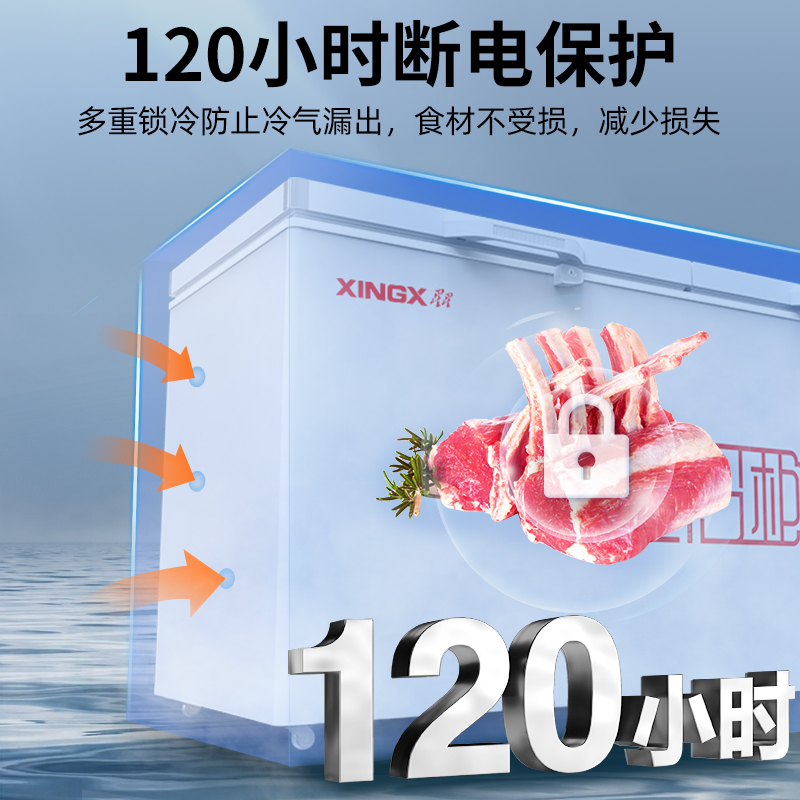 星星(XINGX)BD/BC-618GD厨房商用保鲜设备卧式冷柜单温冷藏冷冻转换家用大容量-35℃深冷速冻超市丸子雪糕柜高清大图