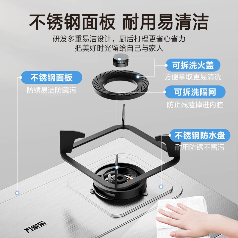 万家乐AY4G不锈钢燃气灶天然气双灶厨房家用嵌入式高清大图