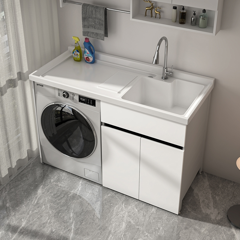 理线家蜂窝铝阳台洗衣柜一体盆洗衣机柜阳台组合洗衣池台槽盆面伴侣切