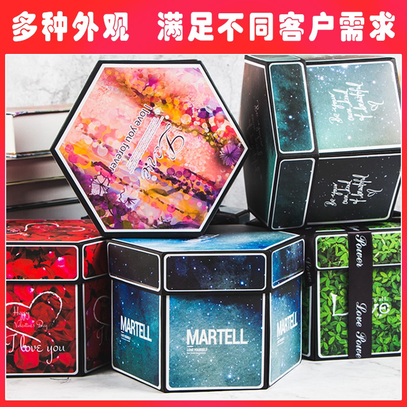 三维工匠520成品爆炸盒子手工代做定制照片相册惊喜生日纪念送男女友 三维工 [奢华款]逐梦少女+玫瑰永生花 40-70张高清大图