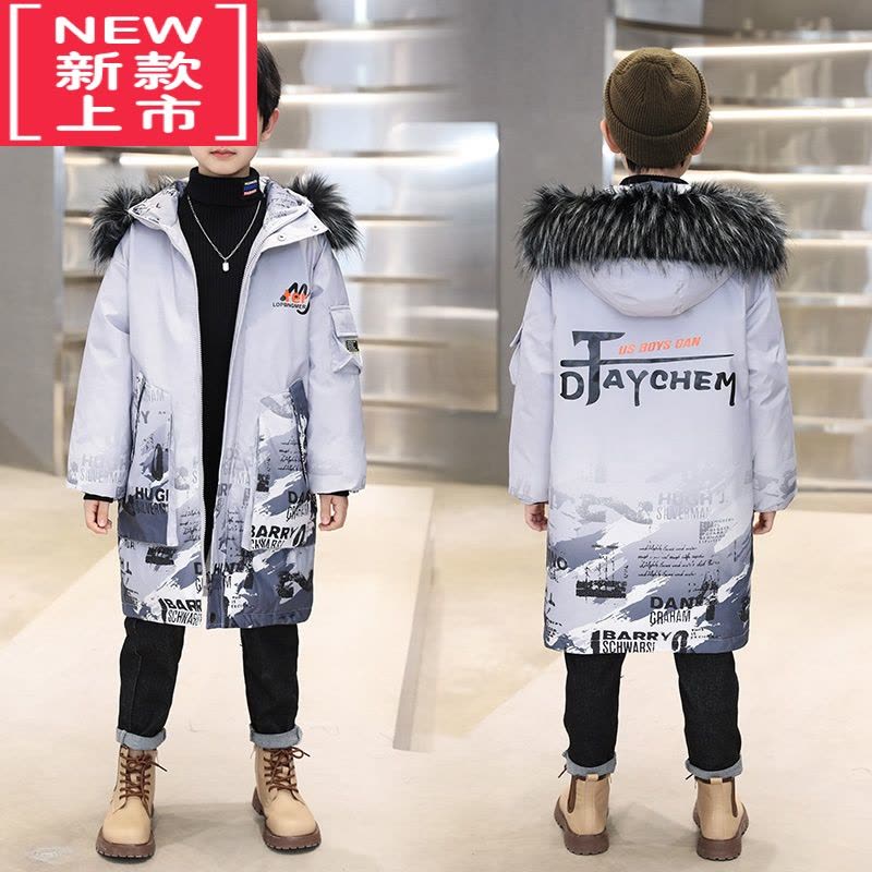 可莉允冬装男童棉衣外套2022新款中大童痞帅加厚保暖儿童冬季长款棉服潮图片