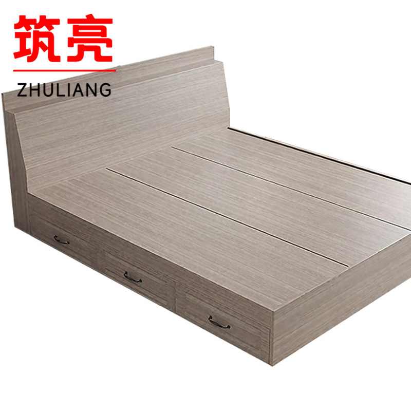 筑亮 高箱储物床 150*200*88cm浅橡木色带抽款 张高清大图