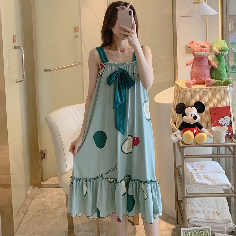 莫代尔睡裙女夏季薄款冰丝睡衣纯棉性感吊带韩版加大码胖mm200斤