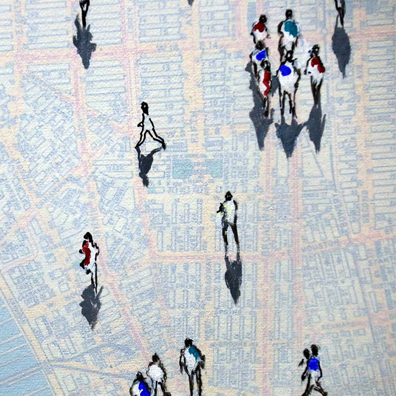 每涯艺术 菲林《纽约地图上的影子》艺术家原创油画艺术品收藏 客厅卧室玄关餐厅办公室居家装饰 挂画