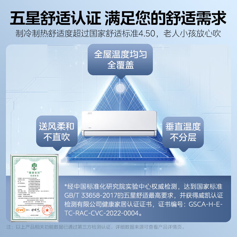 [政府补贴]美的空调新一级风尊大1匹p变频冷暖智能壁挂式客厅卧室大风口节能省电挂机KFR-26GW/N8MXC1科技版