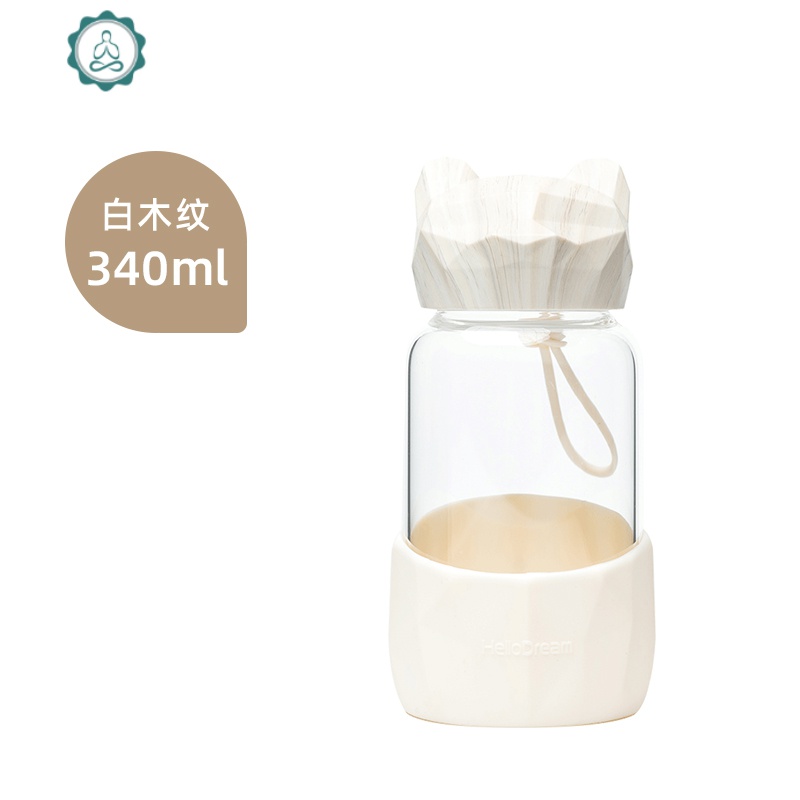 耐热玻璃杯学生便携可爱少女水杯防烫创意简约清新森系杯子ins女 封后 白木纹