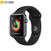 Apple Watch Series 3智能手表(GPS+蜂窝网络款 42毫米 深空灰色铝金属表壳 黑色运动型表带)