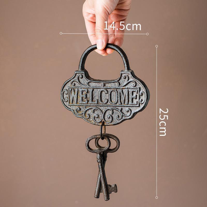 串装饰摆件墙面挂饰件复古欧式杂货花园庭院别墅户外铸铁钥匙a款视频