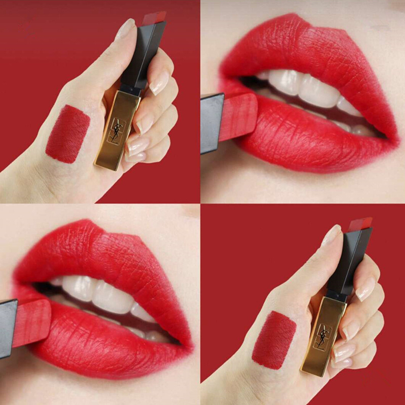 ysl圣罗兰小金条雾面哑光金管唇膏口红21复古正红色22g