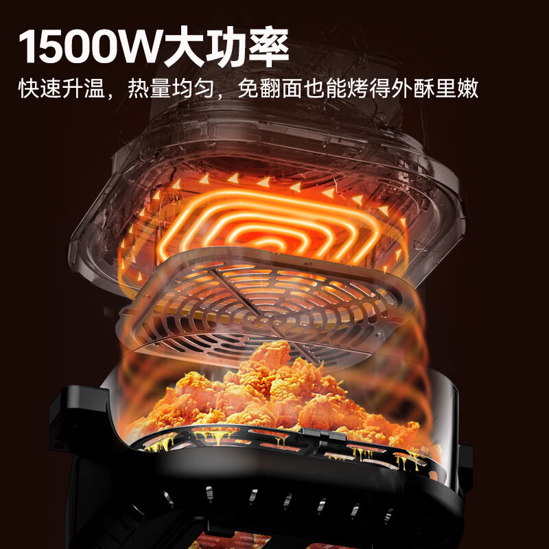 膳魔师 蒸烤一体免翻面家用可视空气炸锅 EHA-5741E 象牙白 4L高清大图