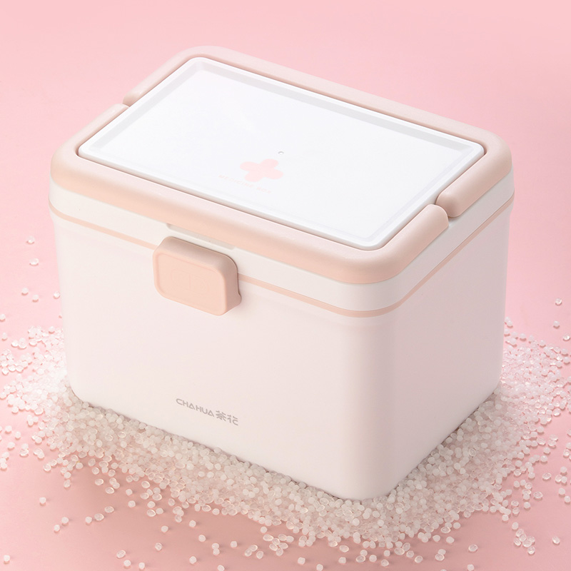 茶花药盒双层收纳分格加深设计利佳手提药箱系列150007高清大图