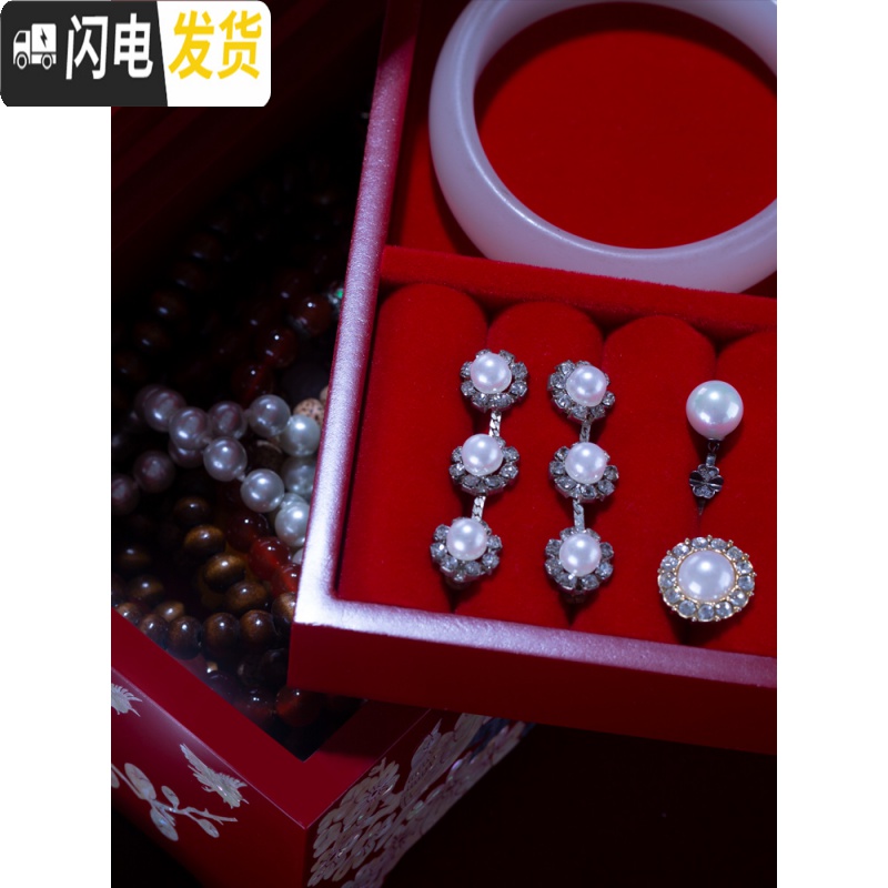 三维工匠螺钿漆器首饰盒公主欧式韩国收纳盒木质带锁珠宝饰品盒高清大图