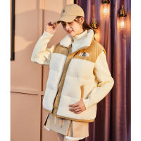唐狮2023冬季新款棉衣背心女短款外穿时尚流行百搭秋冬马甲棉服K_42 L 月牙白