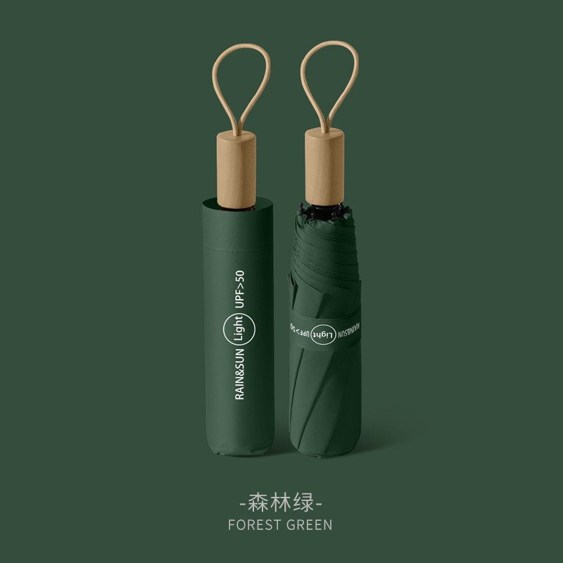 美度(MAYDU)ins小清新晴雨伞黑胶防晒防紫外线太阳伞女三折加大加固遮阳伞两用男女学生雨伞折叠伞M3100薄荷绿高清大图