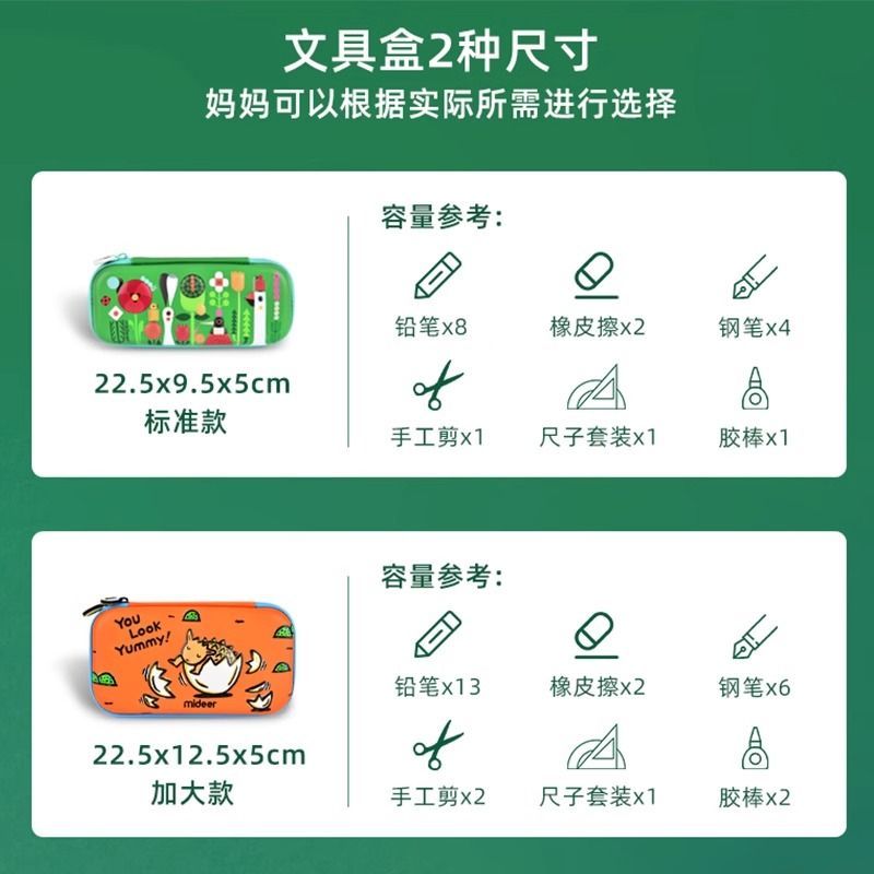 mideer弥鹿儿童文具盒恐龙铅笔盒小学生幼儿园女男孩笔袋一年级学习用品2724