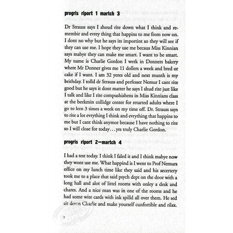 中商原版献给阿尔吉侬的花束英文原版科幻小说Flowers for Algernon: Student Edition D