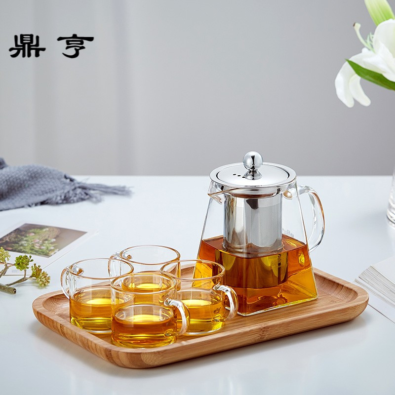 鼎亨玻璃茶壶加厚过滤泡茶壶耐高温花茶壶家用茶盘功夫茶具套装