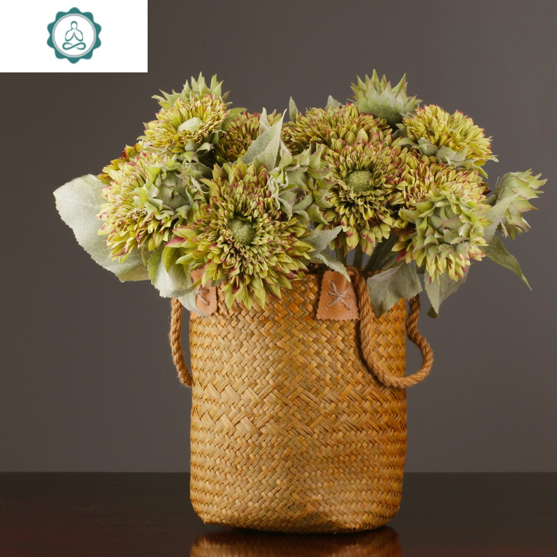 美式客厅餐桌花艺摆件假花绢花向日葵装饰仿真花束太阳花插花摆设 封