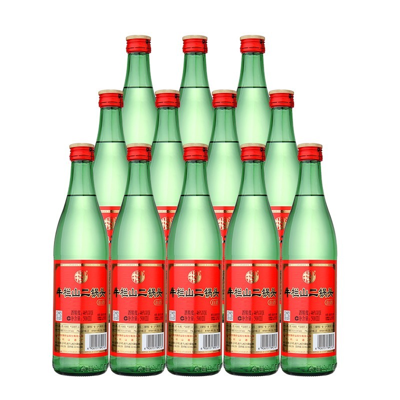 牛栏山二锅头 绿瓶口粮酒 绿牛二 清香型 白酒 46度 500ml*12瓶 整箱装高清大图