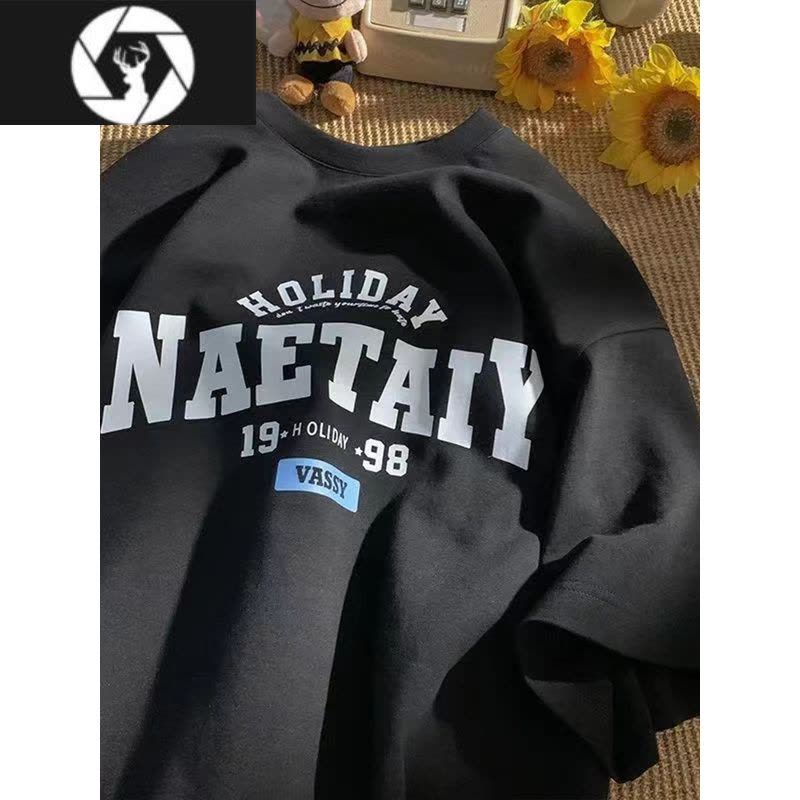 HongZun特大码300斤美式复古短袖T恤男女夏季情侣装上衣宽松正肩体恤图片