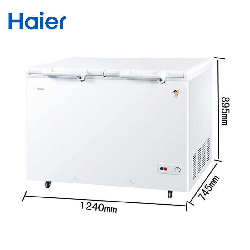 haier海尔冷柜fcd365ha冰柜卧式商用双温双室冷冻冷藏分开存放双顶