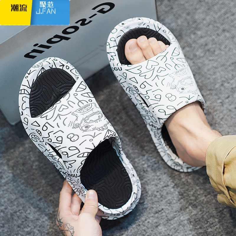 聚范拖鞋男款夏季外穿踩屎感防滑耐磨厚底居家46大码运动沙滩一字凉拖高清大图
