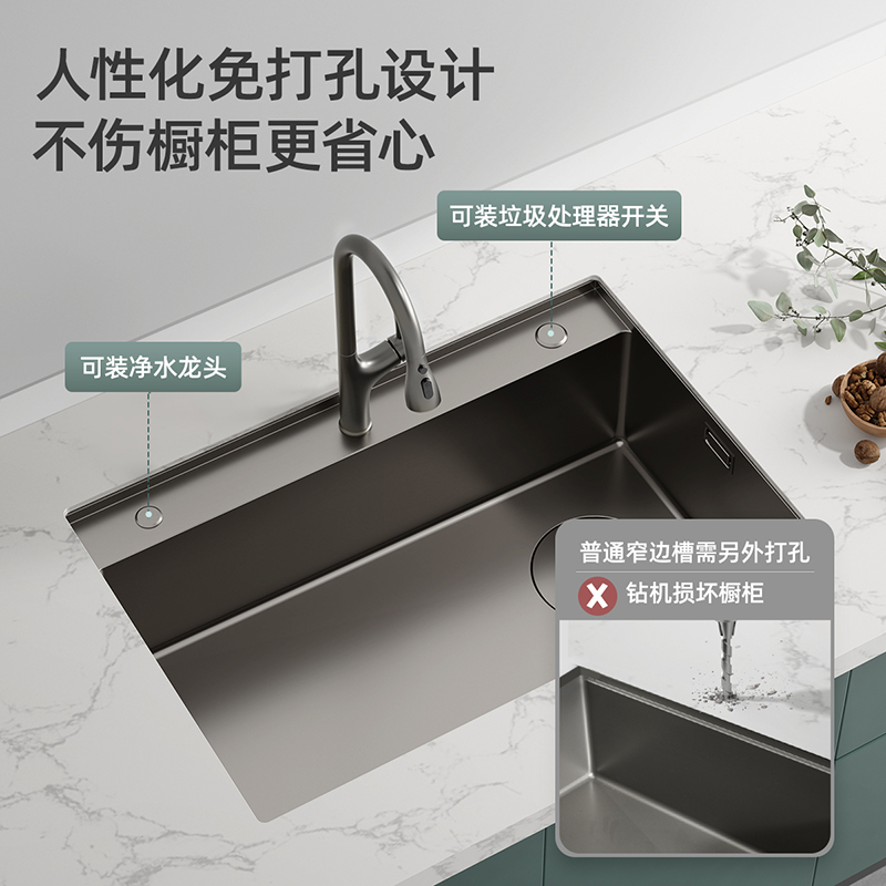 箭牌水槽 轨道槽 大单盆水槽单槽洗碗淘菜盆高清大图