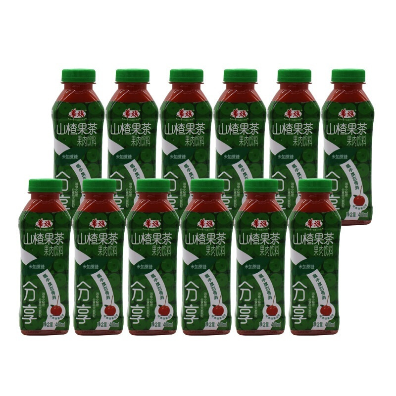 华旗 无糖 山楂果茶 果肉果汁饮料 400ml*12整箱装