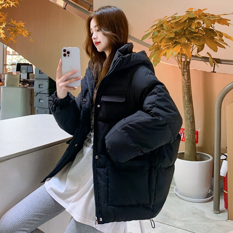 面包服短款羽绒棉衣棉服女韩版宽松秋冬季外套加厚棉袄2023年新款 黑色 L