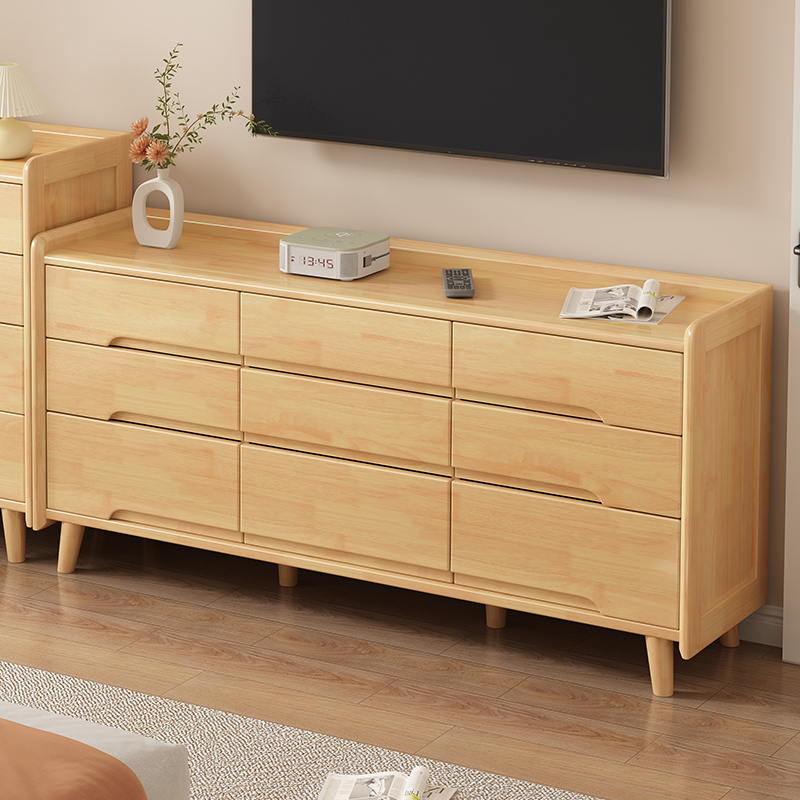 青木川 简约现代北欧日式五斗柜实木客厅卧室多用柜电视柜抽屉收纳储物柜床尾柜玄关柜九斗柜高清大图